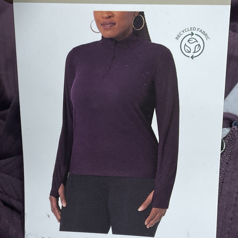 Mondetta Women's L Active Ribbed 1/2 Zip Top Purple H0142